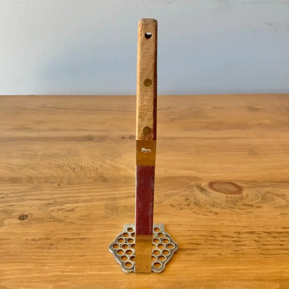 Vtg Vernco Potato Masher Chopper Hexagon Heavy Duty Stainless Wood Japan MCM